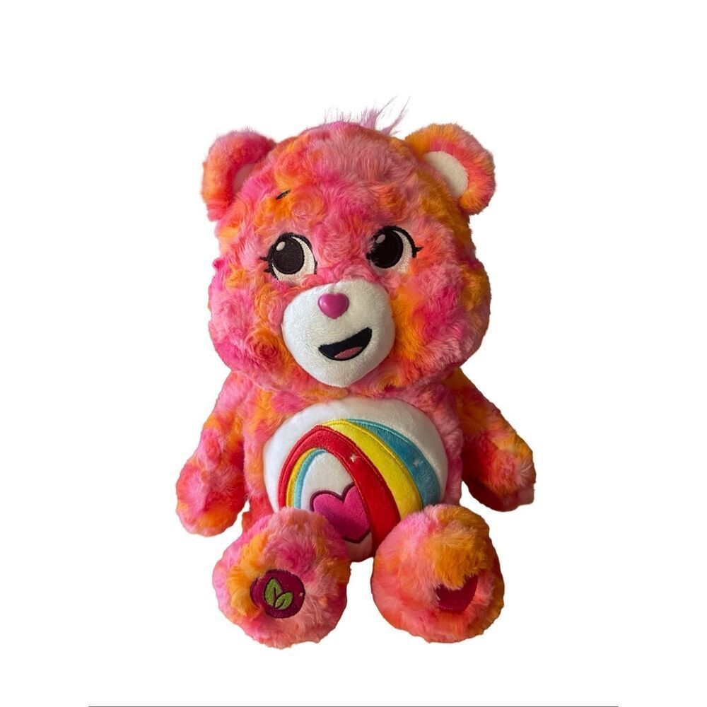 K'nex Pink Tie-Dye Rainbow Belly Cheer Bear Soft Toy Plushie 14"